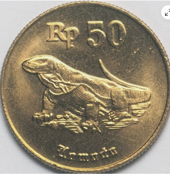 Indonezia 50 rupees 1998, Varanul de Komodo, UNC